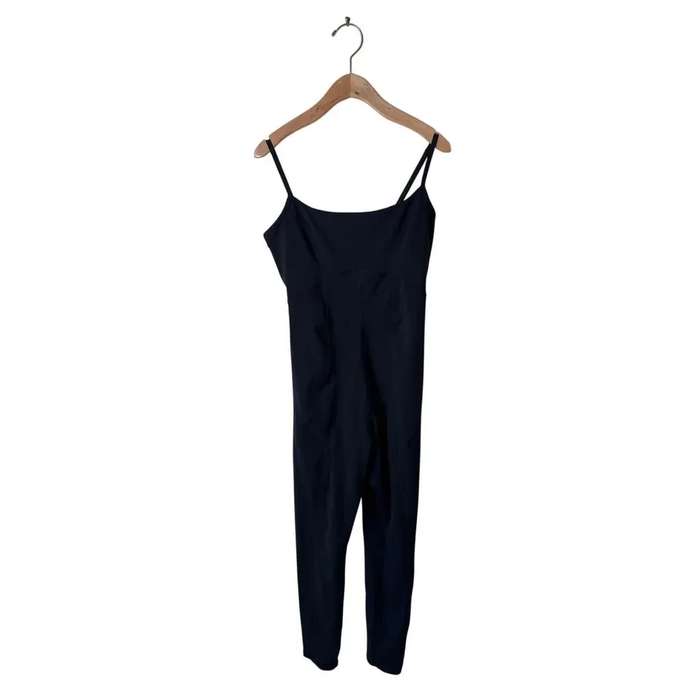 LSPACE Go the Distance Strappy Back One Piece Jumpsuit Size Large BLACK